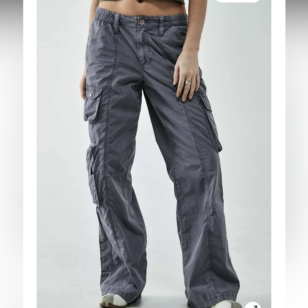 BDG Urban Outfitters Cargo Y2K Pants Women M Gray Baggy Grunge Lightweight